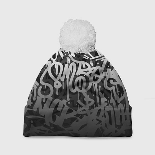 Шапка c помпоном GRAFFITI WHITE TAGS ГРАФФИТИ / 3D-Белый – фото 1