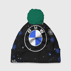 Шапка с помпоном НОВОГОДНИЙ БМВ НОВЫЙ ГОД BMW, цвет: 3D-зеленый