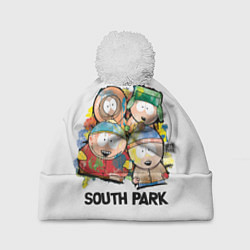 Шапка с помпоном South Park - Южный парк краски, цвет: 3D-белый