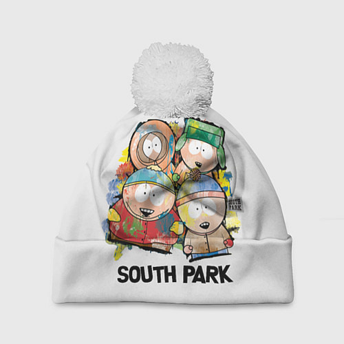 Шапка c помпоном South Park - Южный парк краски / 3D-Белый – фото 1