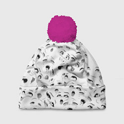 Шапка с помпоном Ахегао без границ, цвет: 3D-малиновый