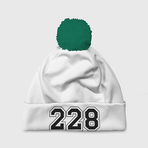 Шапка c помпоном 229 - White / 3D-Зеленый – фото 1