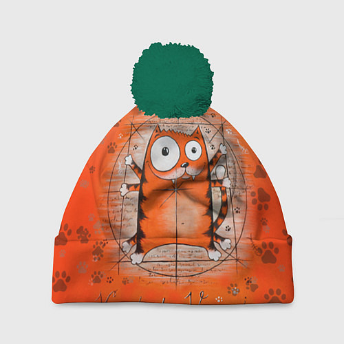 Шапка c помпоном Kot da Vinci / 3D-Зеленый – фото 1