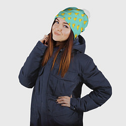 Шапка с помпоном Желтый утенок паттерн, цвет: 3D-белый — фото 2