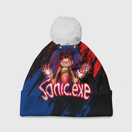 Шапка c помпоном Sonic Exe Супер ИГРА! / 3D-Белый – фото 1