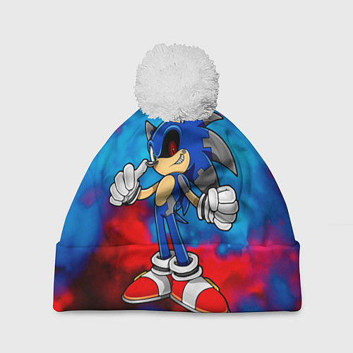 Шапка c помпоном СОНИК EXE SONIC / 3D-Белый – фото 1