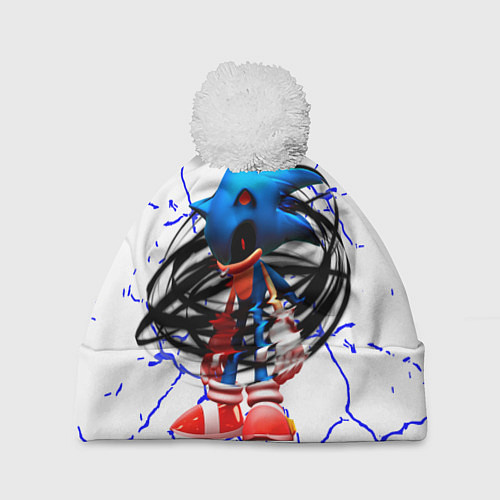 Шапка c помпоном СОНИК EXE ТЕМНЫЙ СОНИК / 3D-Белый – фото 1