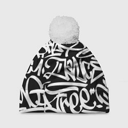 Шапка с помпоном КРУТОЕ ГРАФФИТИ Я РЭПЕР, цвет: 3D-белый