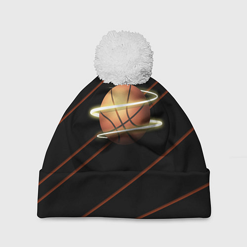 Шапка c помпоном Баскетбол life / 3D-Белый – фото 1