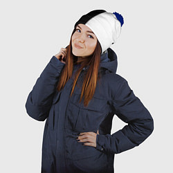 Шапка с помпоном Black and white чб, цвет: 3D-тёмно-синий — фото 2