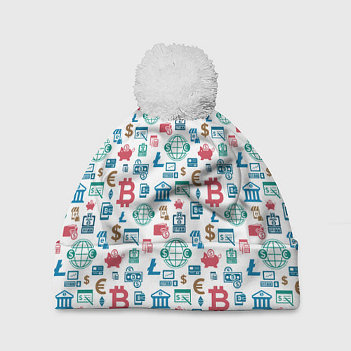 Шапка c помпоном Виртуальная Валюта Currency / 3D-Белый – фото 1