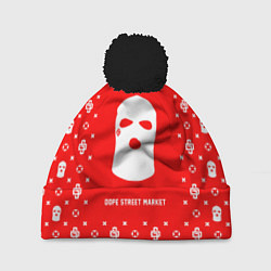 Шапка с помпоном Узор Red Ski Mask Dope Street Market, цвет: 3D-черный