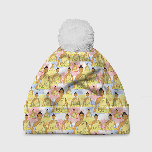 Шапка c помпоном Индийская Йога / 3D-Белый – фото 1