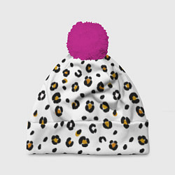 Шапка с помпоном Пятна леопарда leopard spots, цвет: 3D-малиновый