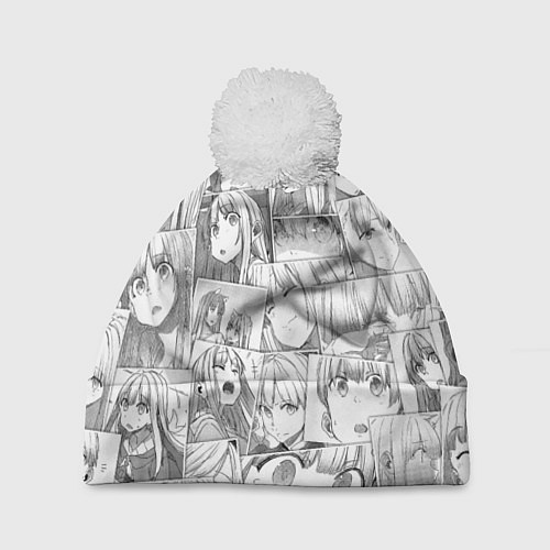 Шапка c помпоном Волчица и пряности pattern / 3D-Белый – фото 1