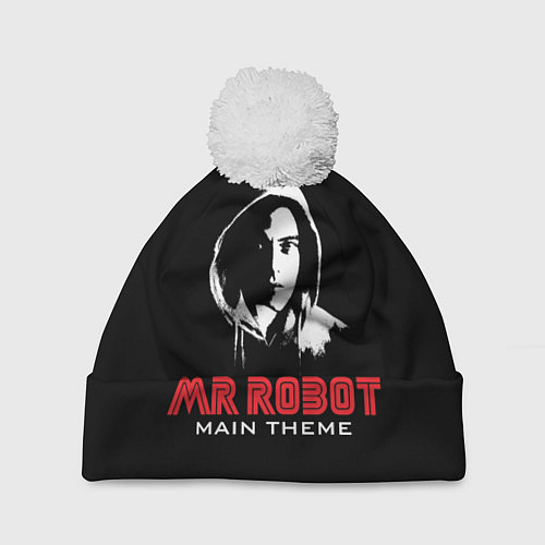 Шапка c помпоном MR ROBOT Хакер / 3D-Белый – фото 1