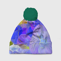 Шапка с помпоном Fashion flowers pattern, цвет: 3D-зеленый