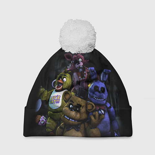 Шапка c помпоном Five Nights at Freddys - FNAF персонажи игры / 3D-Белый – фото 1