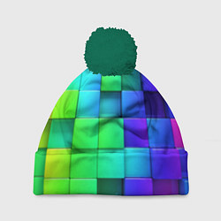 Шапка с помпоном Color geometrics pattern Vanguard, цвет: 3D-зеленый