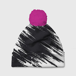 Шапка с помпоном БЕЛАЯ КРАСКА БРЫЗГИ, цвет: 3D-малиновый