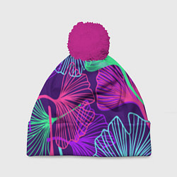 Шапка с помпоном Neon color pattern Fashion 2023, цвет: 3D-малиновый