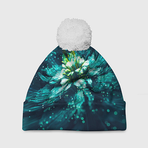Шапка c помпоном Цветок с пандоры / 3D-Белый – фото 1