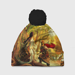 Шапка с помпоном Женщина-дерево, цвет: 3D-черный
