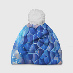 Шапка с помпоном Blue scales, цвет: 3D-белый