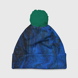 Шапка с помпоном Синий абстрактный дым, цвет: 3D-зеленый