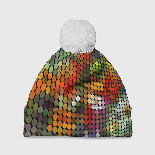 Шапка c помпоном Диско шар / 3D-Белый – фото 1