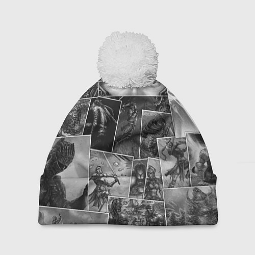 Шапка c помпоном Тёмные души комикс / 3D-Белый – фото 1