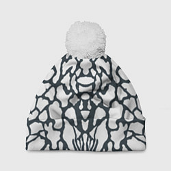 Шапка с помпоном Animal Black and White Pattern, цвет: 3D-белый