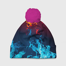 Шапка с помпоном Лед и Пламя Борьба стихий, цвет: 3D-малиновый