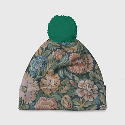 Шапка с помпоном Floral pattern Цветочный паттерн, цвет: 3D-зеленый
