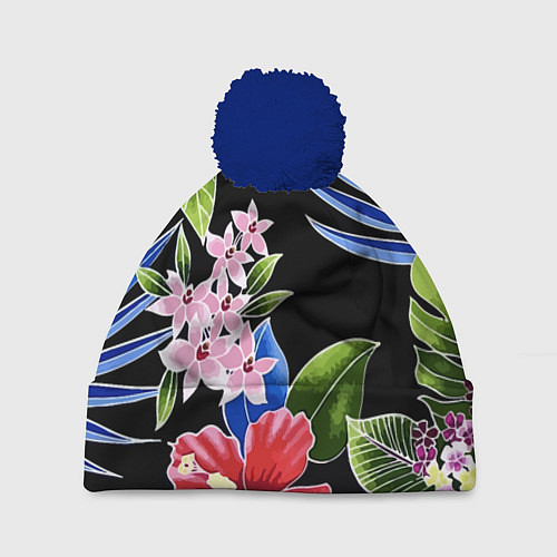 Шапка c помпоном Floral vanguard composition Летняя ночь Fashion tr / 3D-Тёмно-синий – фото 1