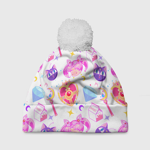 Шапка c помпоном Сейлор Мун Sailor Moon / 3D-Белый – фото 1