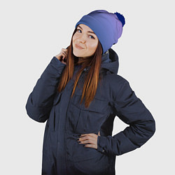 Шапка с помпоном PINK-BLUE GRADIENT ГРАДИЕНТ, цвет: 3D-тёмно-синий — фото 2