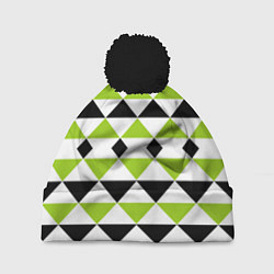 Шапка с помпоном Geometric shapes triangles треугольники, цвет: 3D-черный