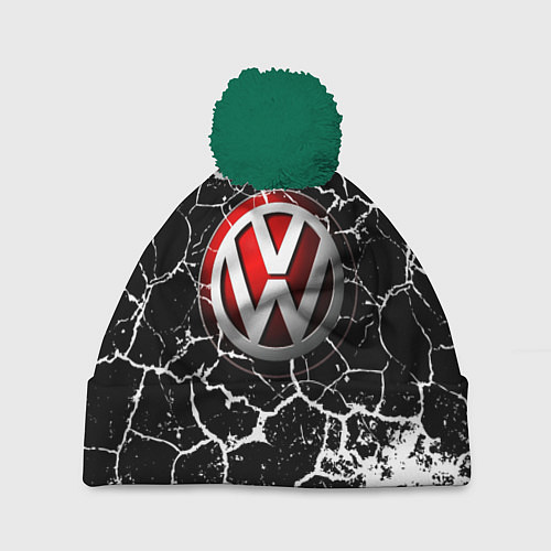 Шапка c помпоном Volkswagen Трещины / 3D-Зеленый – фото 1