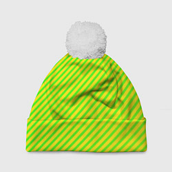 Шапка с помпоном Кислотный зеленый стиль, цвет: 3D-белый