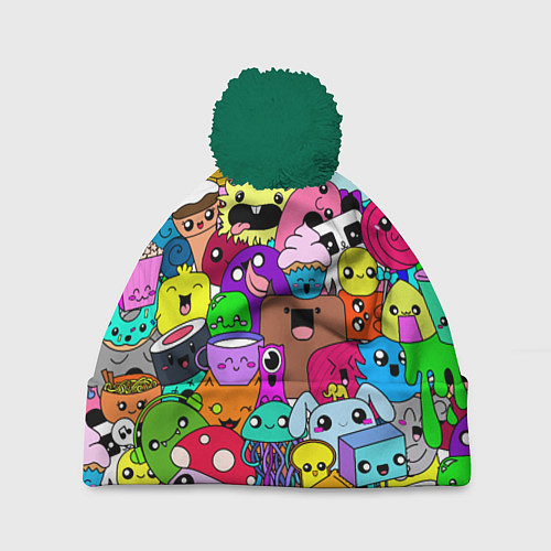 Шапка c помпоном Монстрики Nastiprazdnik / 3D-Зеленый – фото 1
