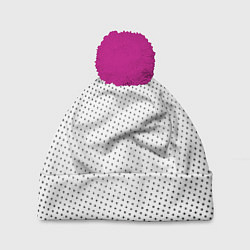 Шапка с помпоном Газетные точки - текстура, цвет: 3D-малиновый