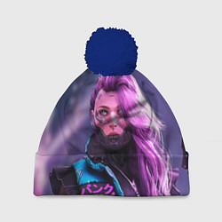 Шапка с помпоном Cyberpunk 2077 - Валери V, цвет: 3D-тёмно-синий