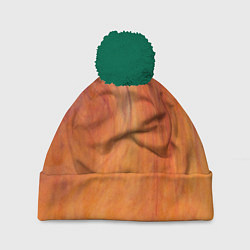 Шапка с помпоном Огненно-оранжевая поверхность, цвет: 3D-зеленый