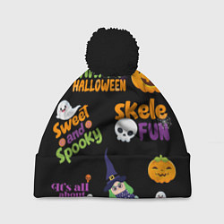 Шапка с помпоном Незабываемая ночь приключений halloween, цвет: 3D-черный