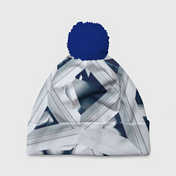 Шапка с помпоном Абстрактное множество металлический пластин, цвет: 3D-тёмно-синий