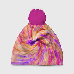 Шапка с помпоном Color swirls, цвет: 3D-малиновый