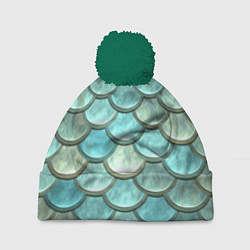 Шапка с помпоном Рыбья чешуя, цвет: 3D-зеленый