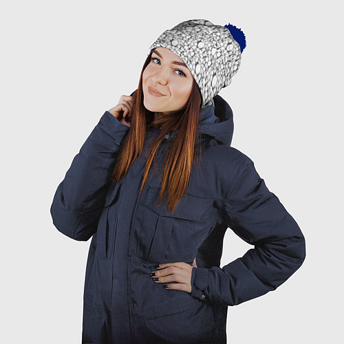 Шапка c помпоном Череп бесформенный / 3D-Тёмно-синий – фото 2