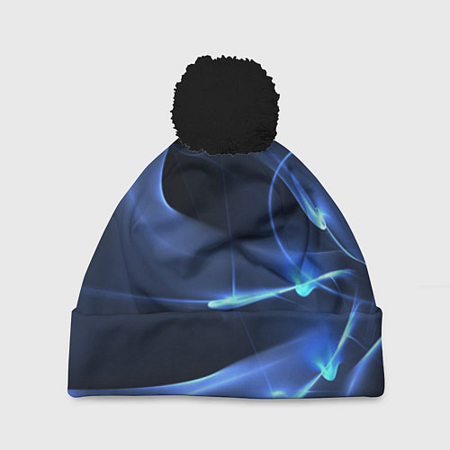 Шапка c помпоном Свечение - абстракция / 3D-Черный – фото 1